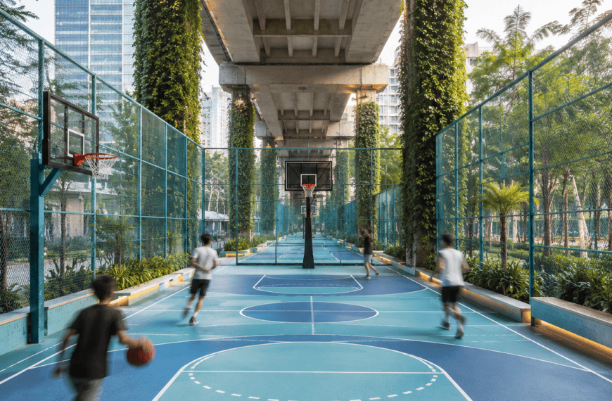 basket ball court under the Bridge