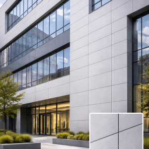Modern office building with glass entrance